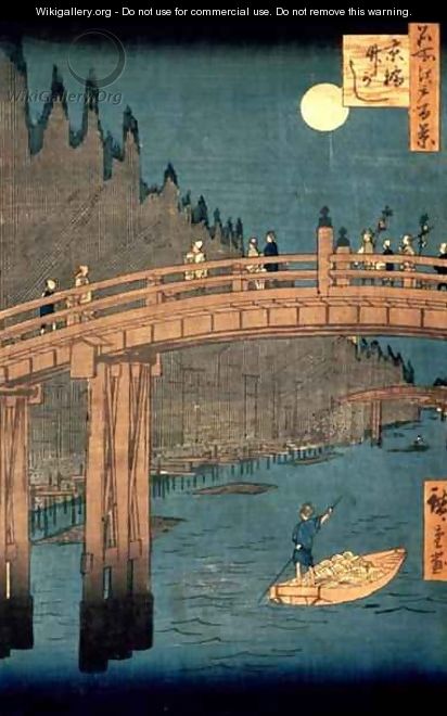 Kyoto bridge by moonlight from the series 100 Views of Famous Place in Edo - Utagawa or Ando Hiroshige