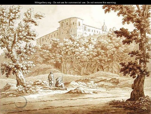 Convent at Valmontone from a volume of 66 views drawn from nature in the neighbourhood of Rome and Abruzzo - Sir Richard Colt Hoare