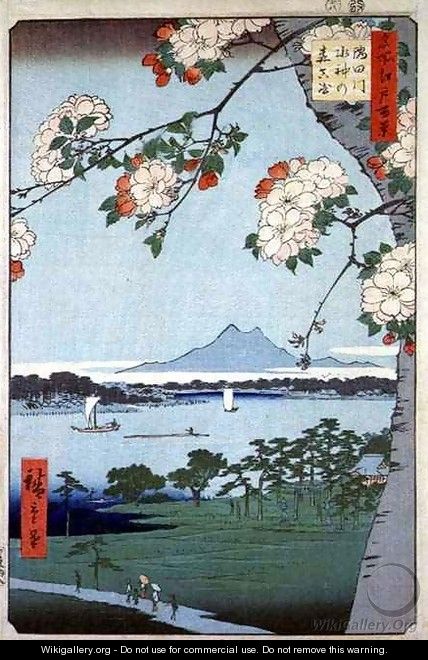 Suigin Grove and Masaki on the Sumida River from One Hundred Famous Views of Edo Tokyo - Utagawa or Ando Hiroshige