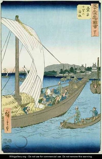 Kuwana Landscape from 53 Famous Views - Utagawa or Ando Hiroshige