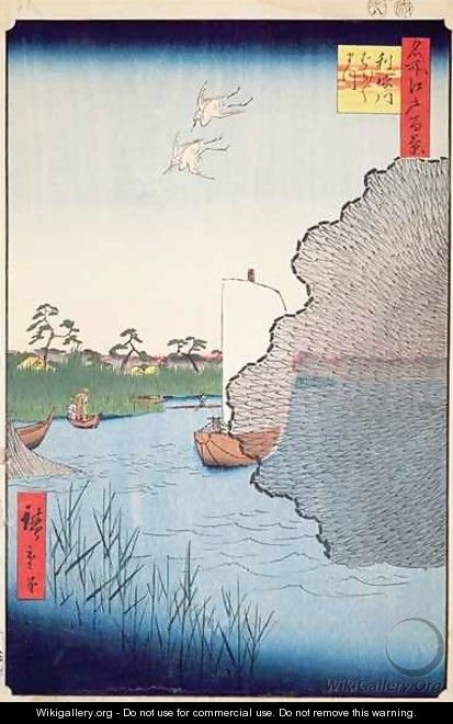 Scattered Pines Tone River no 71 from One Hundred famous views of Edo - Utagawa or Ando Hiroshige