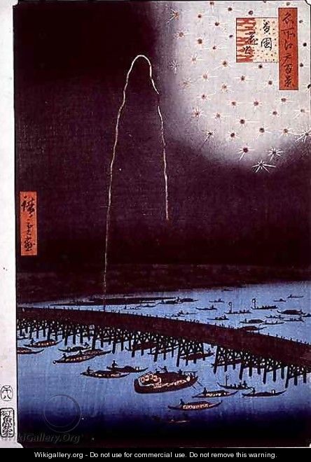 Fireworks at Ryogoku from the series One Hundred Famous Views of Edo - Utagawa or Ando Hiroshige