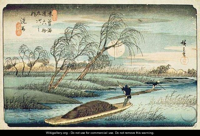 Full Moon at Seba from the series 69 Stations of the Kisokaido 2 - Utagawa or Ando Hiroshige