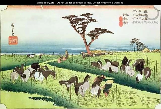 Horse Fair Ciryu from the series 53 Stations of the Tokaido Road - Utagawa or Ando Hiroshige