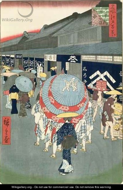 View of Nihonbashi Tori itchome Nihonbashi Tori itchome Ryakuzu - Utagawa or Ando Hiroshige