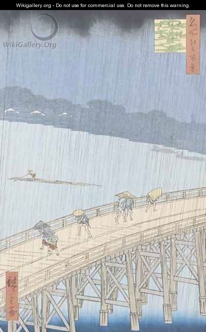 Sudden Shower on Ohashi Bridge at Ataka from the series 100 Views of Edo - Utagawa or Ando Hiroshige