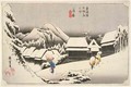 Evening Snow at Kambara No 16 from The 53 Stations of the Tokaido - Utagawa or Ando Hiroshige