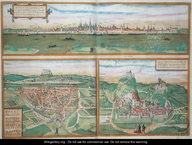 Metz Wurtzburg and Sittensen from Civitates Orbis Terrarum - (after) Hoefnagel, Joris