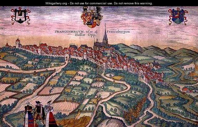 Map of Frankenburg from Civitates Orbis Terrarum - (after) Hoefnagel, Joris
