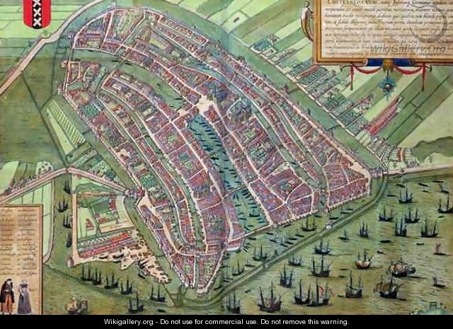 Map of Amsterdam from Civitates Orbis Terrarum - (after) Hoefnagel, Joris