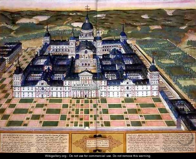 Plan of the Monastery of El Escorial from Civitates Orbis Terrarum - (after) Hoefnagel, Joris