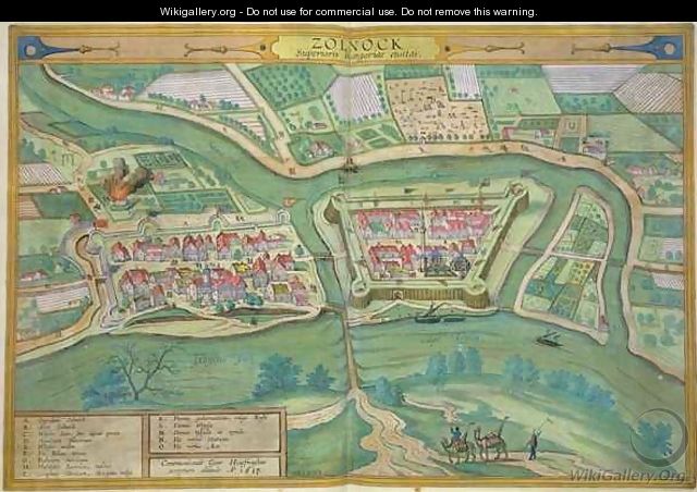 Map of Szolnok from Civitates Orbis Terrarum - (after) Hoefnagel, Joris