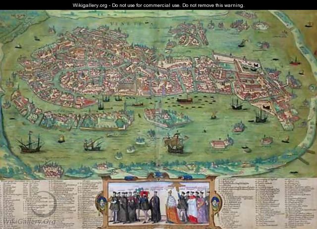 Map of Venice from Civitates Orbis Terrarum - (after) Hoefnagel, Joris