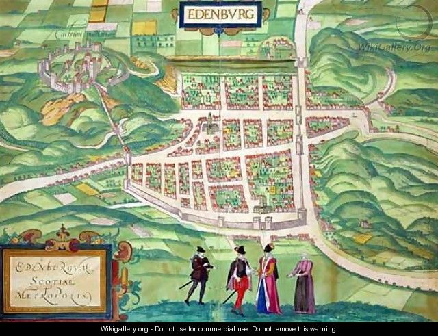 Map of Edinburgh from Civitates Orbis Terrarum - (after) Hoefnagel, Joris