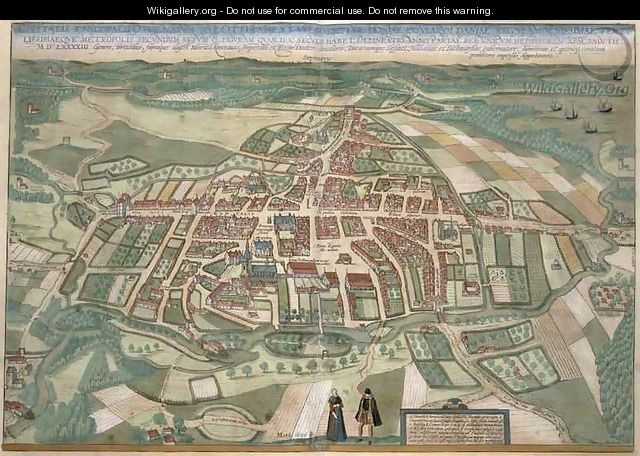 Map of Odense from Civitates Orbis Terrarum - (after) Hoefnagel, Joris