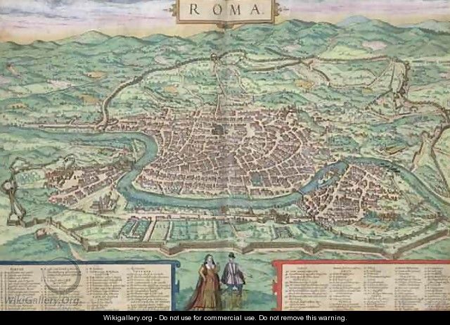 Map of Rome from Civitates Orbis Terrarum 3 - (after) Hoefnagel, Joris