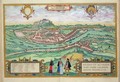 Map of Salzburg from Civitates Orbis Terrarum - (after) Hoefnagel, Joris