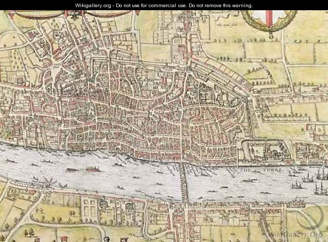 Map of London from Civitates Orbis Terrarum 3 - (after) Hoefnagel, Joris