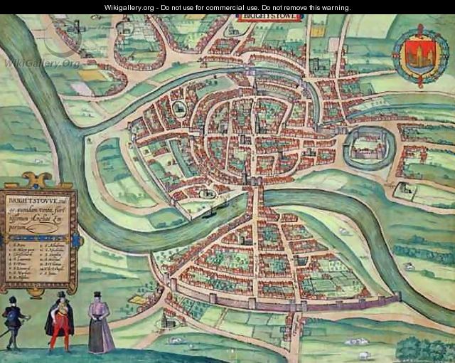 Map of Bristol from Civitates Orbis Terrarum 2 - (after) Hoefnagel, Joris