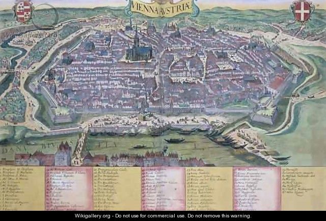 Map of Vienna from Civitates Orbis Terrarum - (after) Hoefnagel, Joris