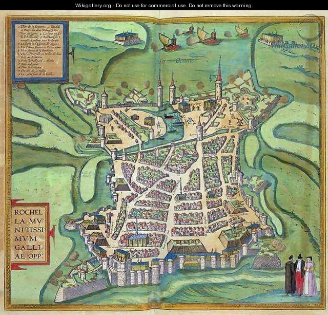 Map of La Rochelle from Civitates Orbis Terrarum - (after) Hoefnagel, Joris