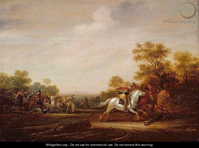 A Skirmish of Cavalry - Abraham van der Hoef