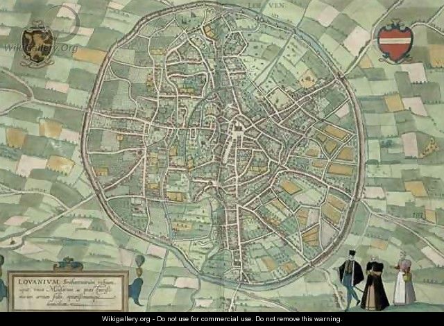 Map of Louvain from Civitates Orbis Terrarum - (after) Hoefnagel, Joris