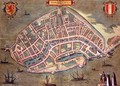 Map of Dordrecht from Civitates Orbis Terrarum - (after) Hoefnagel, Joris