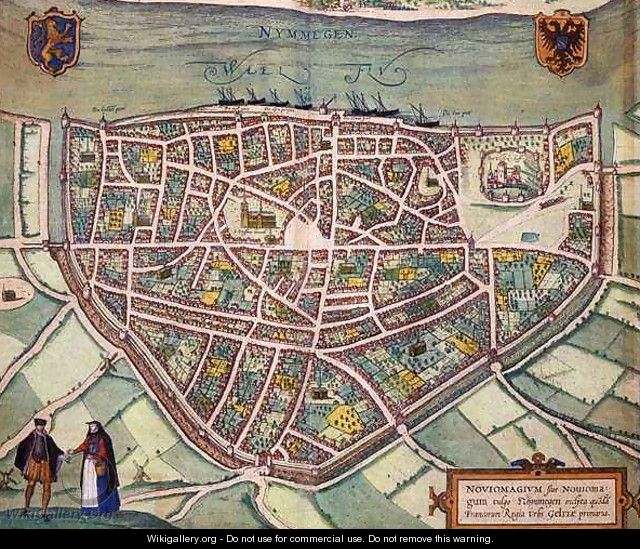 Map of Nijmegen from Civitates Orbis Terrarum 2 - (after) Hoefnagel, Joris