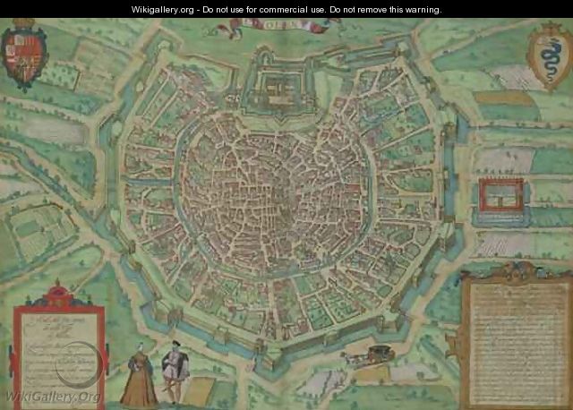 Map of Milan from Civitates Orbis Terrarum - (after) Hoefnagel, Joris