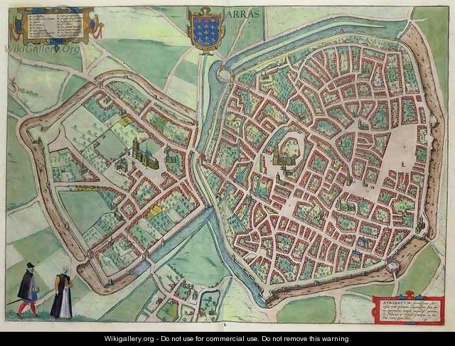 Map of Arras from Civitates Orbis Terrarum - (after) Hoefnagel, Joris