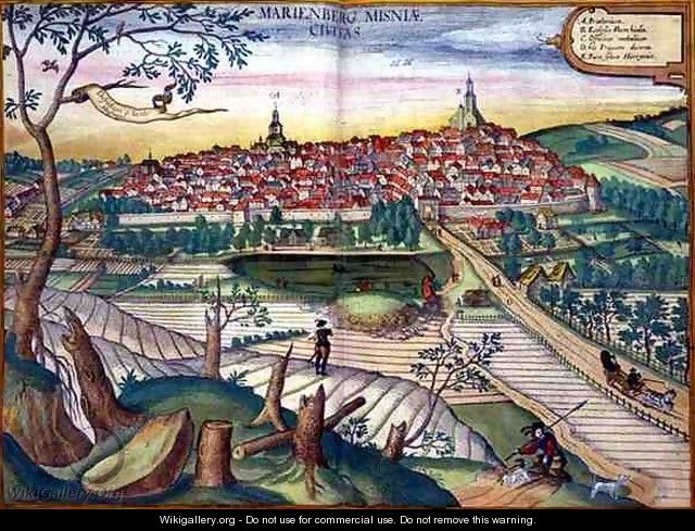 Map of Marienburg from Civitates Orbis Terrarum - (after) Hoefnagel, Joris