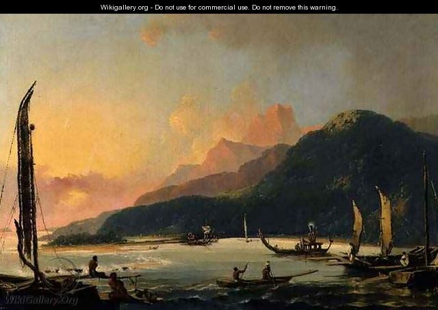 Tahitian War Galleys in Matavai Bay Tahiti - William Hodges