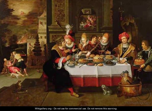 Lazarus and the Rich Mans Table - Kasper or Gaspar van den Hoecke