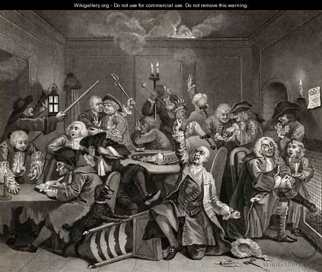 Scene in a Gaming House plate VI from A Rakes Progress - William Hogarth