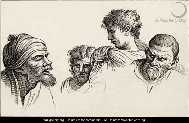 Head studies from cartoons at Hampton Court from The Works of Hogarth - William Hogarth