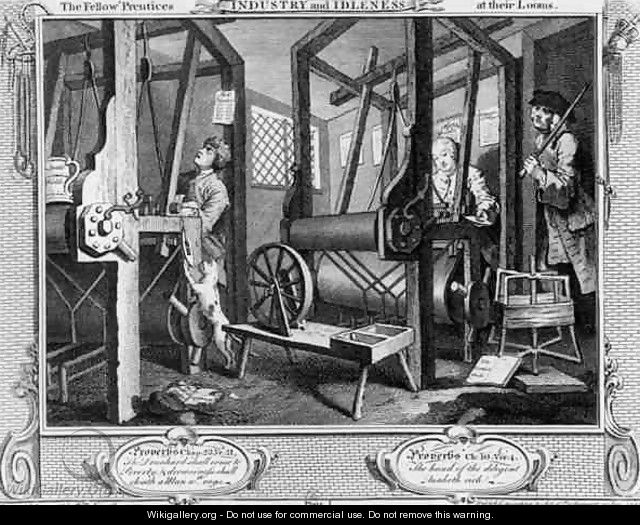 Industry and Idleness The Fellow Prentices at their Looms plate 1 - William Hogarth