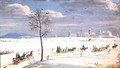 German Snowscape with sledges - Nicolas Hoffmann