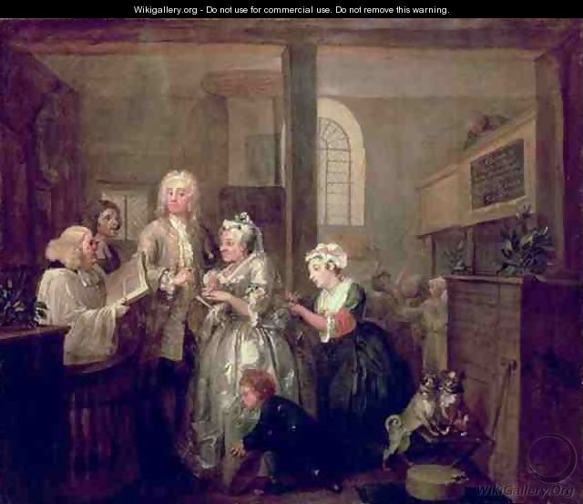 A Rakes Progress V The Rake marrying an Old Woman - William Hogarth