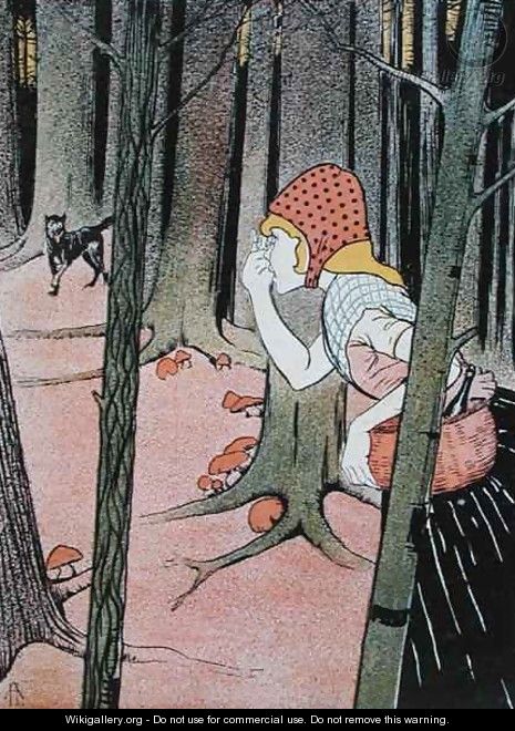 Little Red Riding Hood sees the Wolf in the Forest - Adolf Hofer