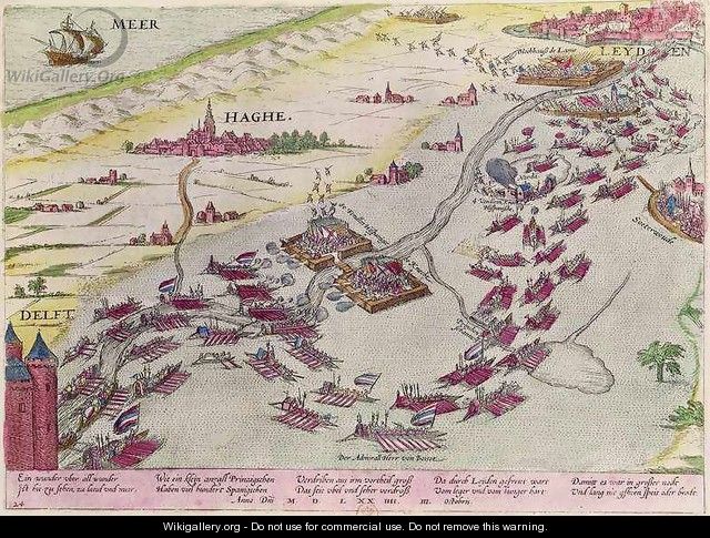 Naval Combat off the Coast of The Hague Naval between the Beggars of the Sea and the Spanish in 1573 - Franz Hogenberg