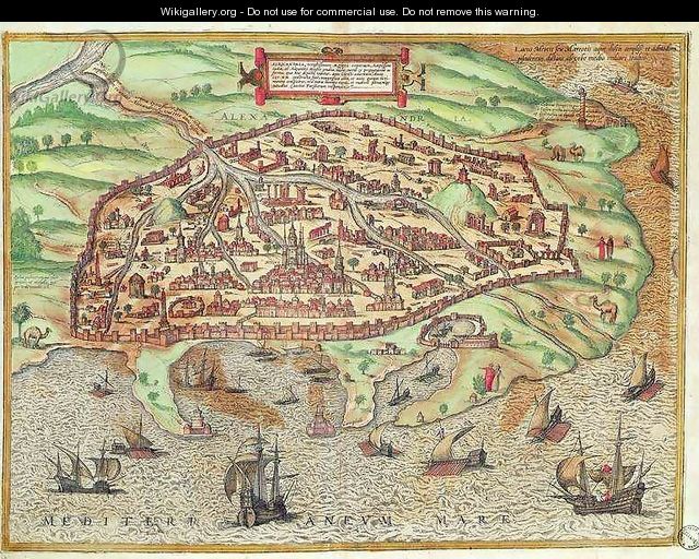 Map of Alexandria from Civitates Orbis Terrarum Coloniae Agrippinae - Franz Hogenberg
