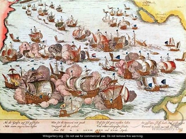 Naval Combat between the Beggars of the Sea and the Spanish in 1573 - Franz Hogenberg