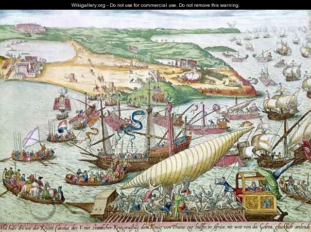 The Siege of Tunis or La Goulette by Charles V in 1535 - Franz Hogenberg