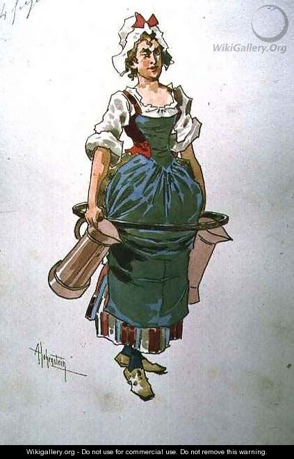 Costume design for a servant girl from the Opera Manon Lescaut - Adolf Hohenstein