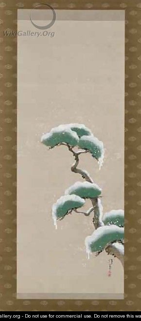 Hanging Scroll Depicting A Snow Clad Pine - Sakai Hoitsu