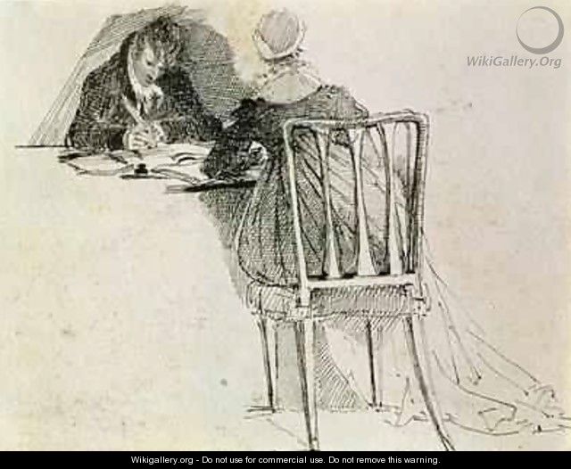 Man and Woman Writing at a Table - John Harden