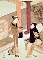 Osen of the Kagiya serving tea to a customer - Suzuki Harunobu