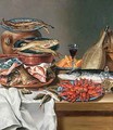 A Still Life of a Fish Trout and Baby Lobsters - Anton Friedrich Harms