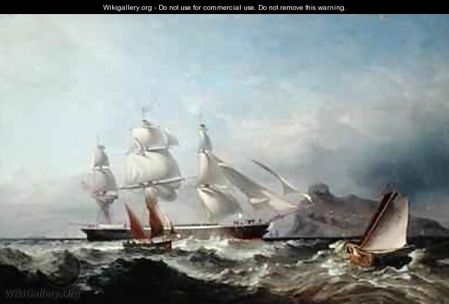 A Clipper Ship off the Mumbles Lighthouse Swansea - James Harris of Swansea